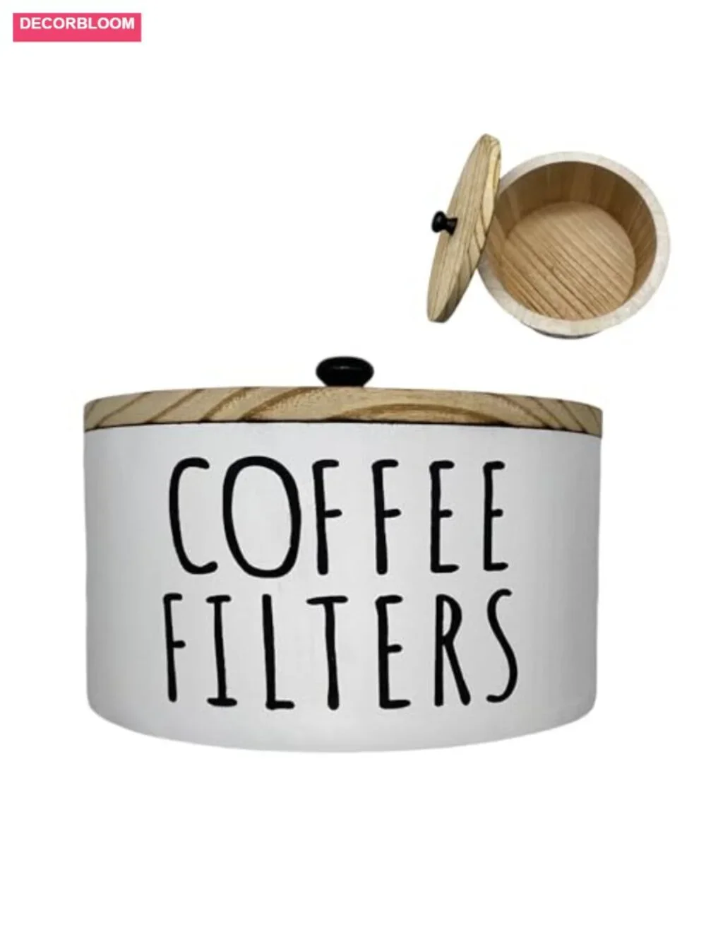Wooden Coffee Filter Holder with Lid - Kitchen Storage Organizer Basket